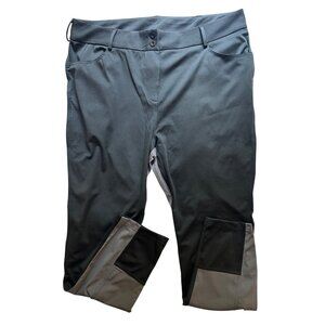 Durable Two-Tone Womans 4XL Yoga Pants Reinforced Knees Two-Button Closure Black